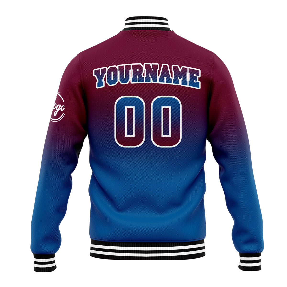 Chaqueta universitaria personalizada estilo Letterman para hombres-mujeres y jóvenes-color burdeos y azul