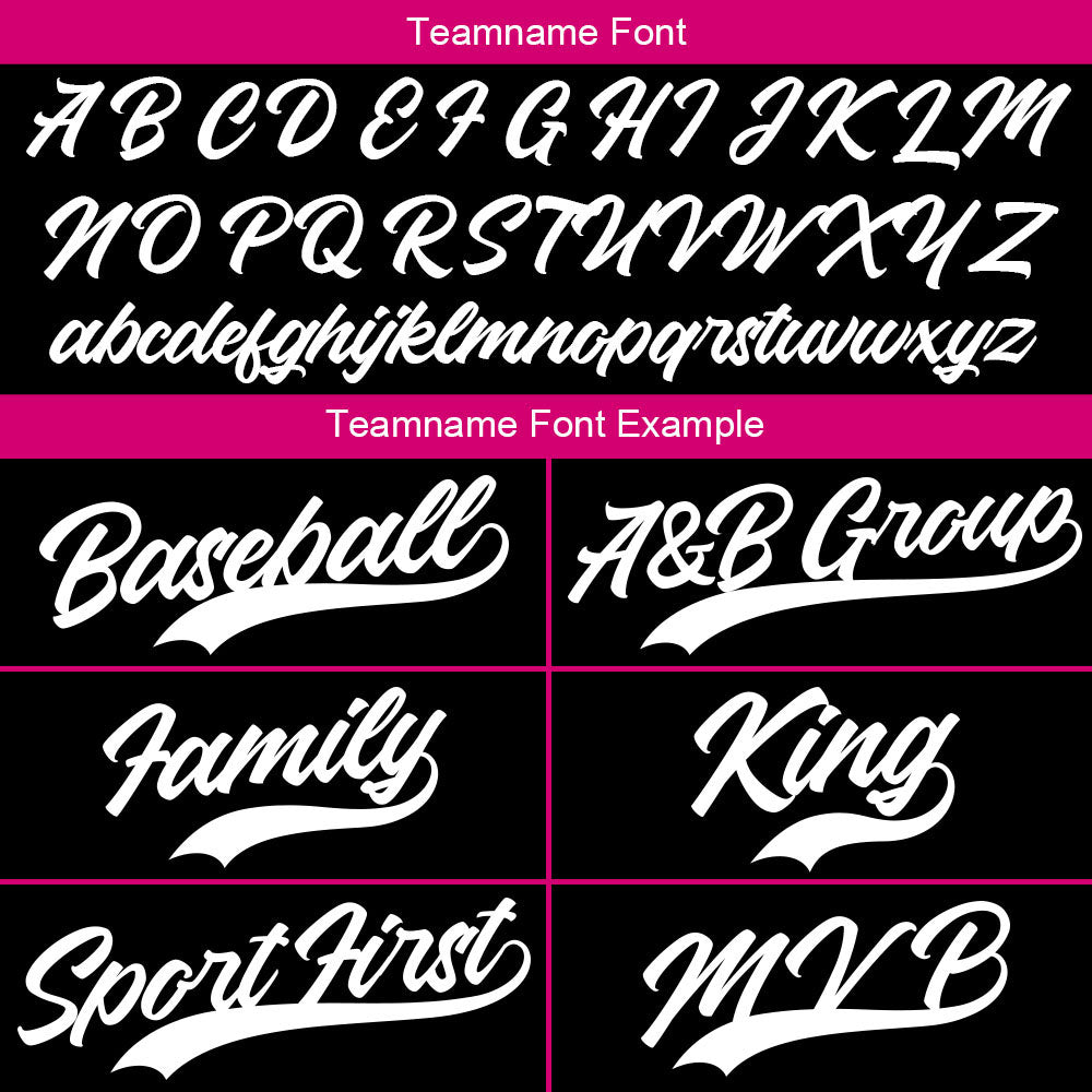 Camiseta de béisbol con dise?o personalizado estampado completo en rosa fucsia y negro