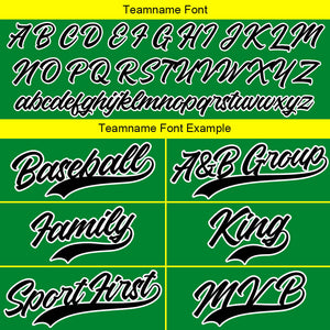 Camiseta de béisbol con dise?o personalizado estampado completo en amarillo y verde