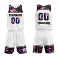 Uniforme de baloncesto personalizado con estampado de cielo estrellado blanco y logotipo impreso con tu nombre y número