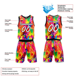 Uniforme de baloncesto personalizado con plumas-estampado con tu logotipo-nombre y número