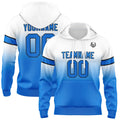 Sudadera con capucha personalizada con degradado para hombre-mujer-niña o niño Estampa tu logotipo-nombre y número en blanco y azul