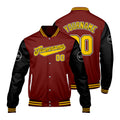 Chaquetas universitarias rojas y negras personalizadas para hombres & mujeres y jóvenes & Chaquetas Letterman personalizadas