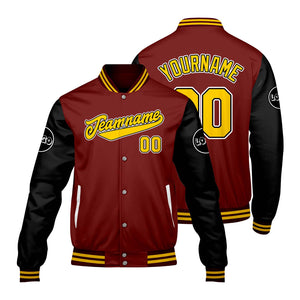 Chaquetas universitarias rojas y negras personalizadas para hombres & mujeres y jóvenes & Chaquetas Letterman personalizadas