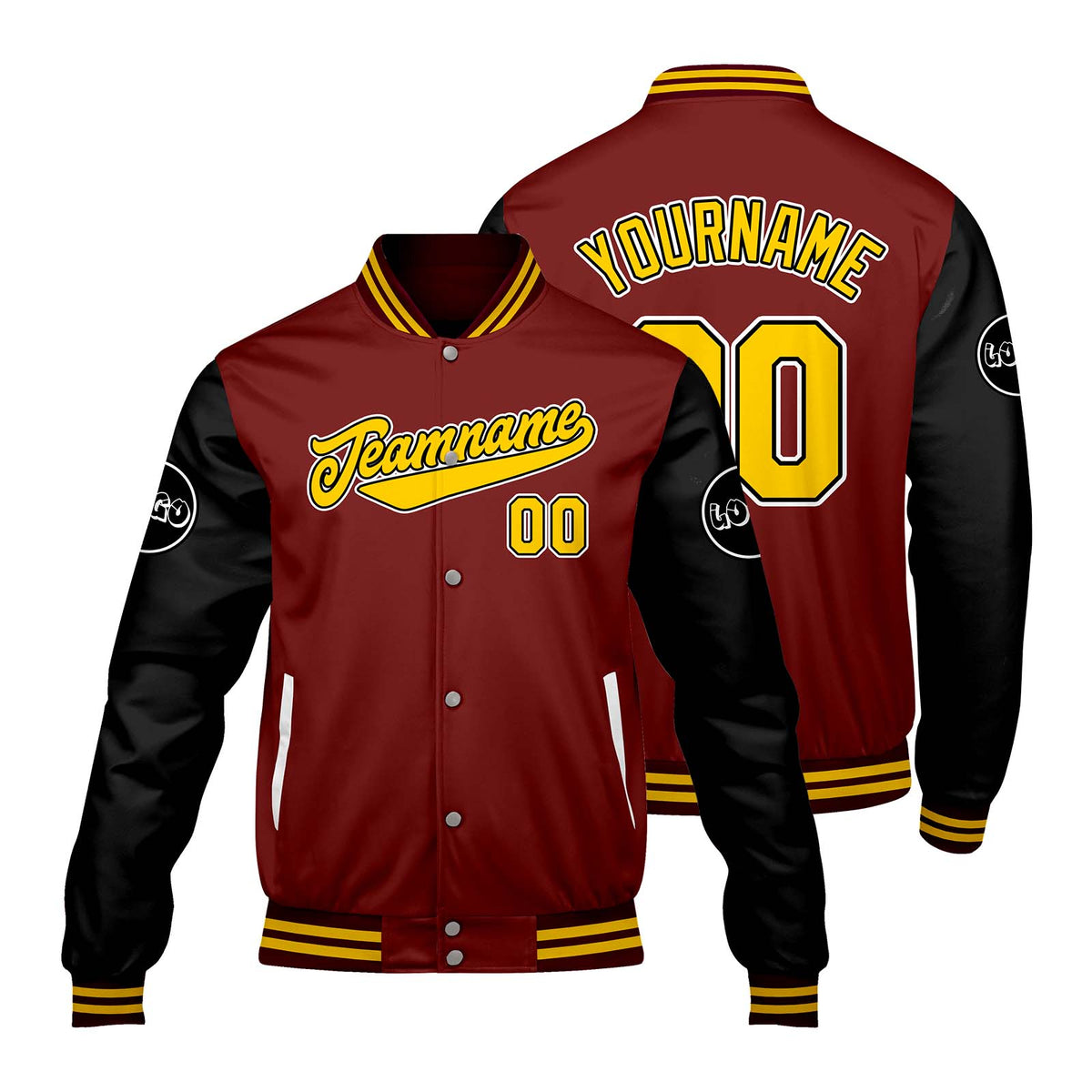 Chaquetas universitarias rojas y negras personalizadas para hombres & mujeres y jóvenes & Chaquetas Letterman personalizadas