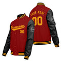 Chaquetas universitarias rojas y negras personalizadas para hombres & mujeres y jóvenes & Chaquetas Letterman personalizadas