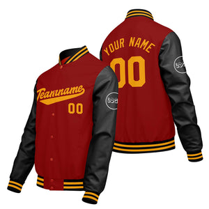 Chaquetas universitarias rojas y negras personalizadas para hombres & mujeres y jóvenes & Chaquetas Letterman personalizadas