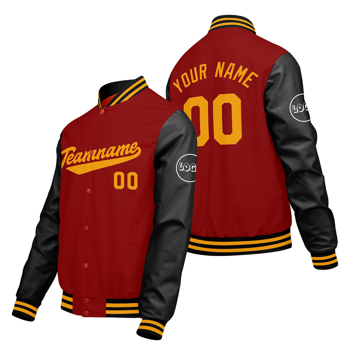 Chaquetas universitarias rojas y negras personalizadas para hombres & mujeres y jóvenes & Chaquetas Letterman personalizadas