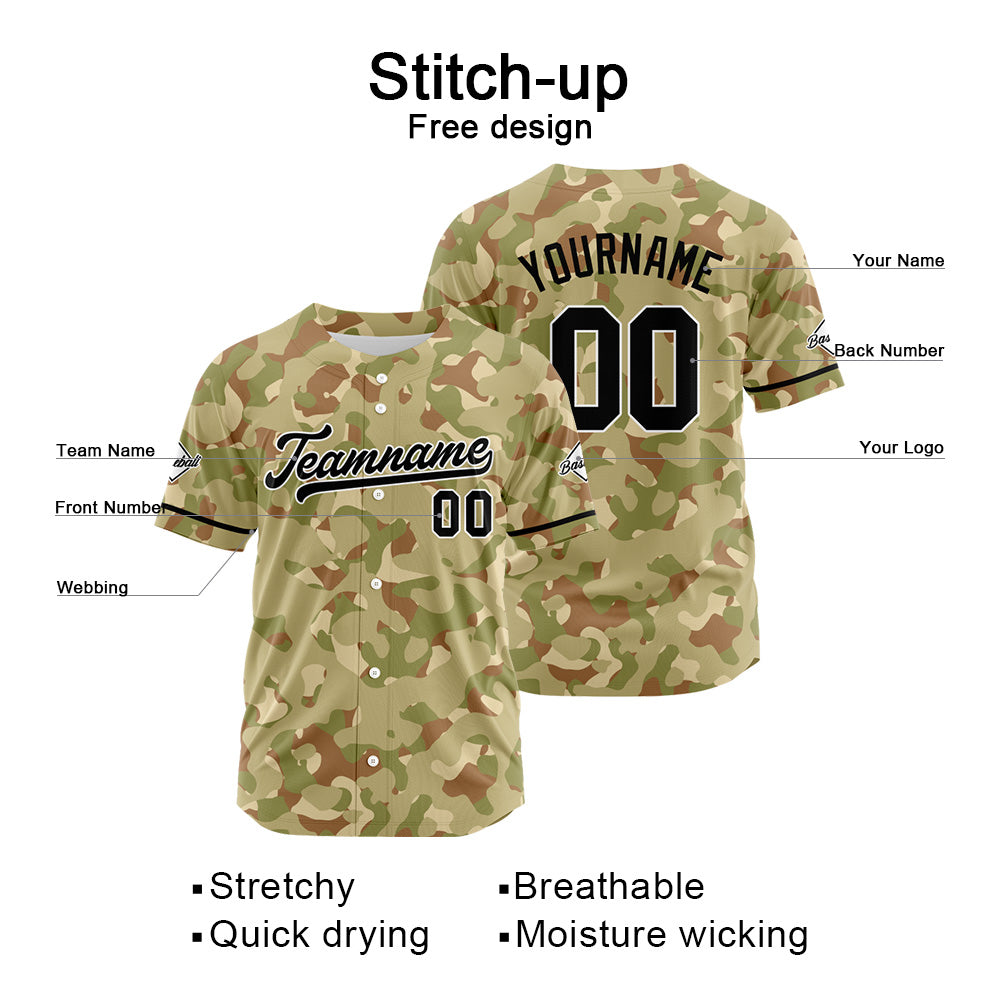 Dise?o personalizado de camiseta de béisbol con estampado de camuflaje