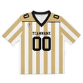 Camiseta de fútbol personalizada con nombre y número del equipo bordados-color dorado y blanco