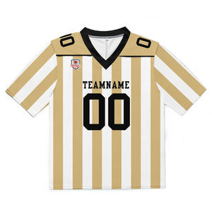 Camiseta de fútbol personalizada con nombre y número del equipo bordados-color dorado y blanco