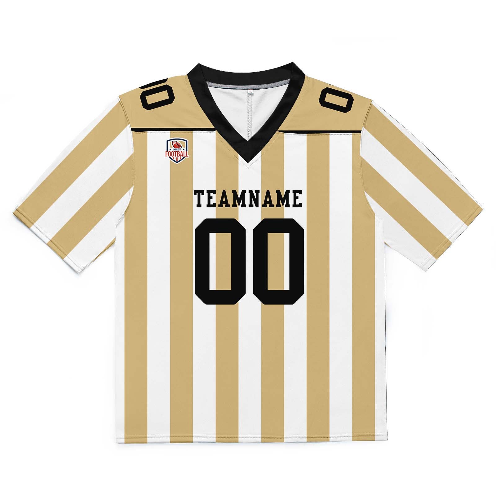 Camiseta de fútbol personalizada con nombre y número del equipo bordados-color dorado y blanco