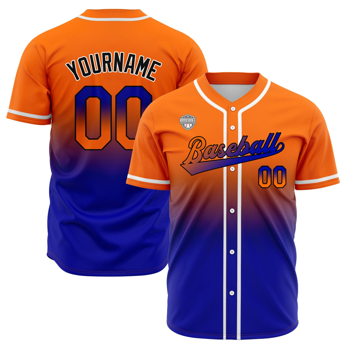 Camisetas de béisbol personalizadas con degradado nombre número y logotipo