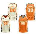 Traje de baloncesto reversible personalizado en crema-naranja y negro para adultos y niños