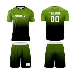Conjunto personalizado de camiseta de uniforme verde oliva y negro para niños y adultos
