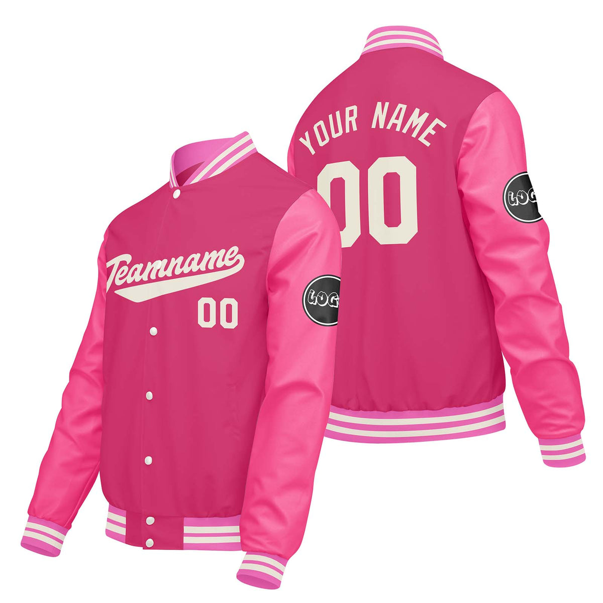 Chaquetas universitarias rosas personalizadas para hombres & mujeres y jóvenes & Chaquetas Letterman personalizadas