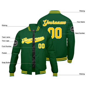 Chaqueta universitaria personalizada estilo Letterman para hombres-mujeres y jóvenes-color verde y amarillo