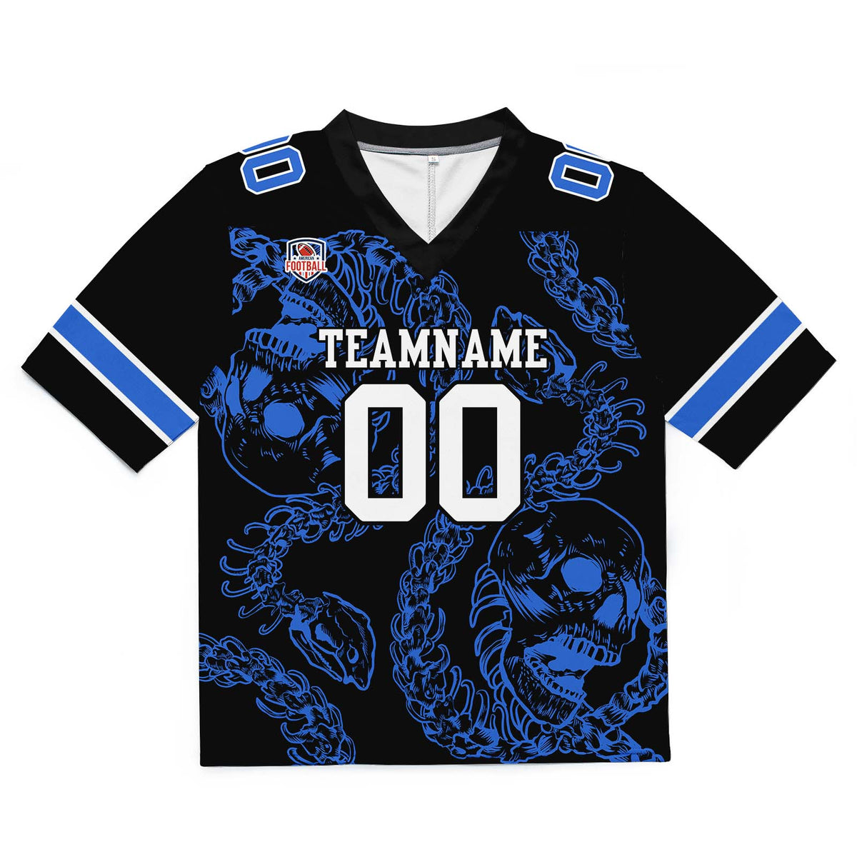 Camiseta de fútbol personalizada con nombre y número del equipo bordados y estampados-color azul hueso