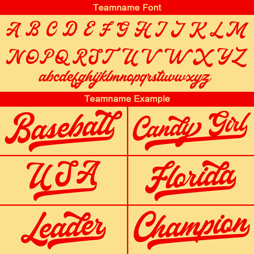 Camiseta de béisbol personalizada con diseño bordado & estilo hip hop & color oro y rojo