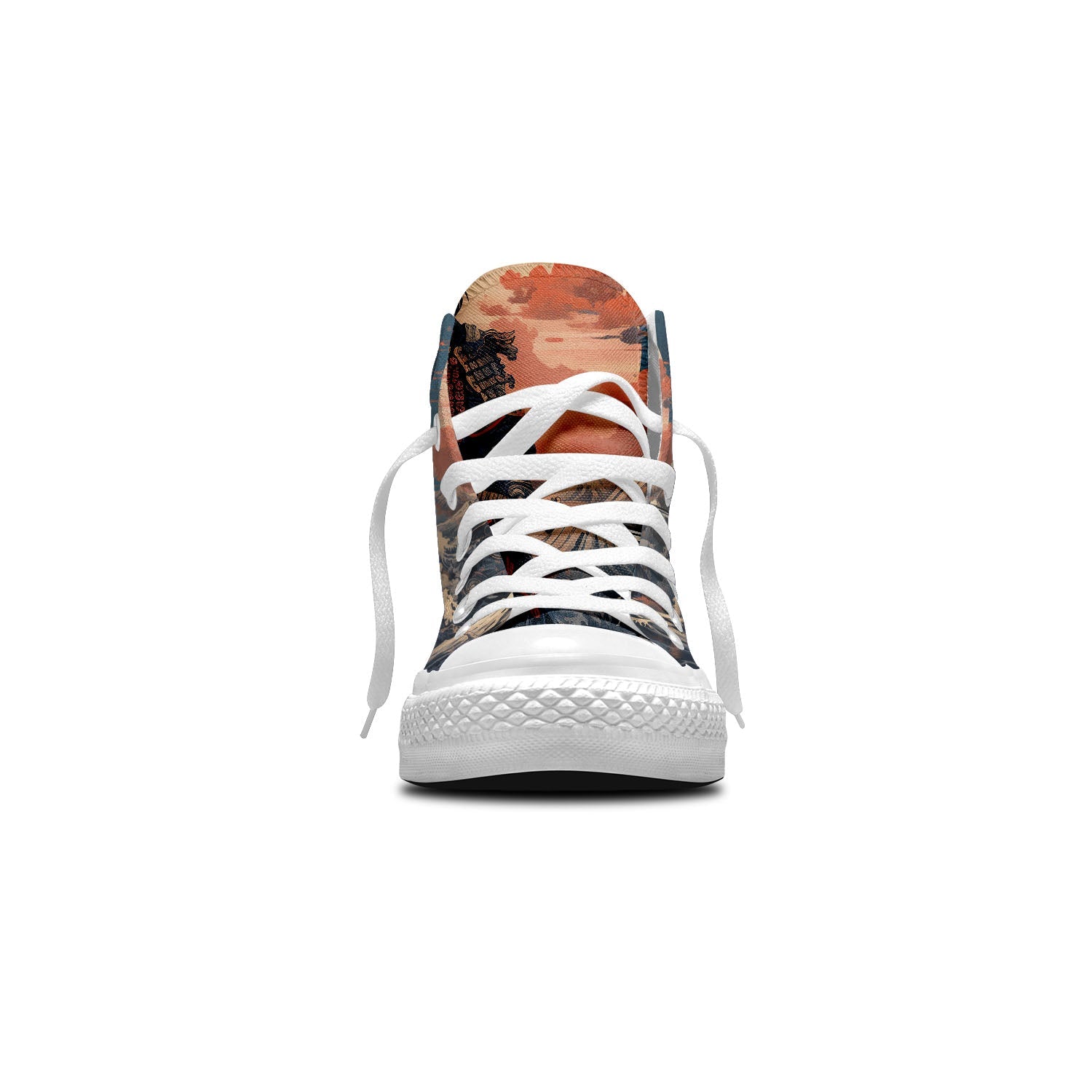 Estilo Swordplay Chic: Zapatillas de lona de caña alta con motivos de samuráis japoneses: una declaración de moda atrevida para ambos sexos