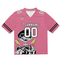 Camiseta de fútbol personalizada con nombre y número del equipo impresos y bordados-color rosa