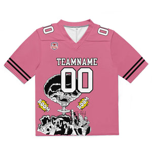 Camiseta de fútbol personalizada con nombre y número del equipo impresos y bordados-color rosa