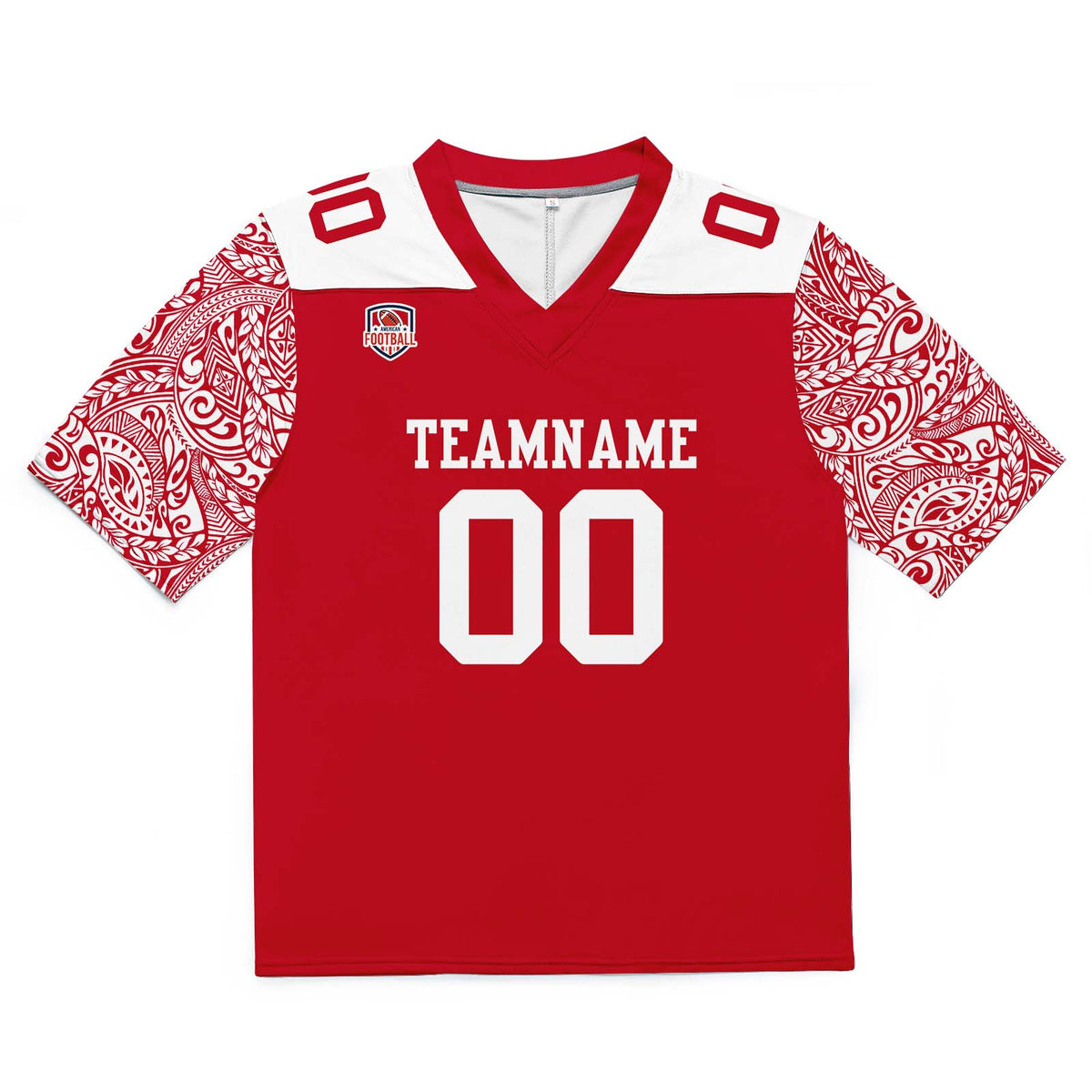 Camiseta de fútbol personalizada con nombre y número del equipo impresos y bordados-color rojo y blanco