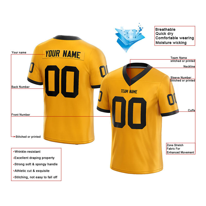 customized  authentic football jersey yellow-black