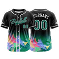 Camiseta de béisbol personalizada negra y verde con botones para hombre mujer adulto y joven Estampado de nombre número y logotipo