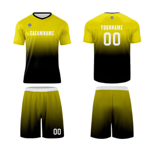 Conjunto personalizado de camiseta de uniforme amarilla y negra para niños y adultos