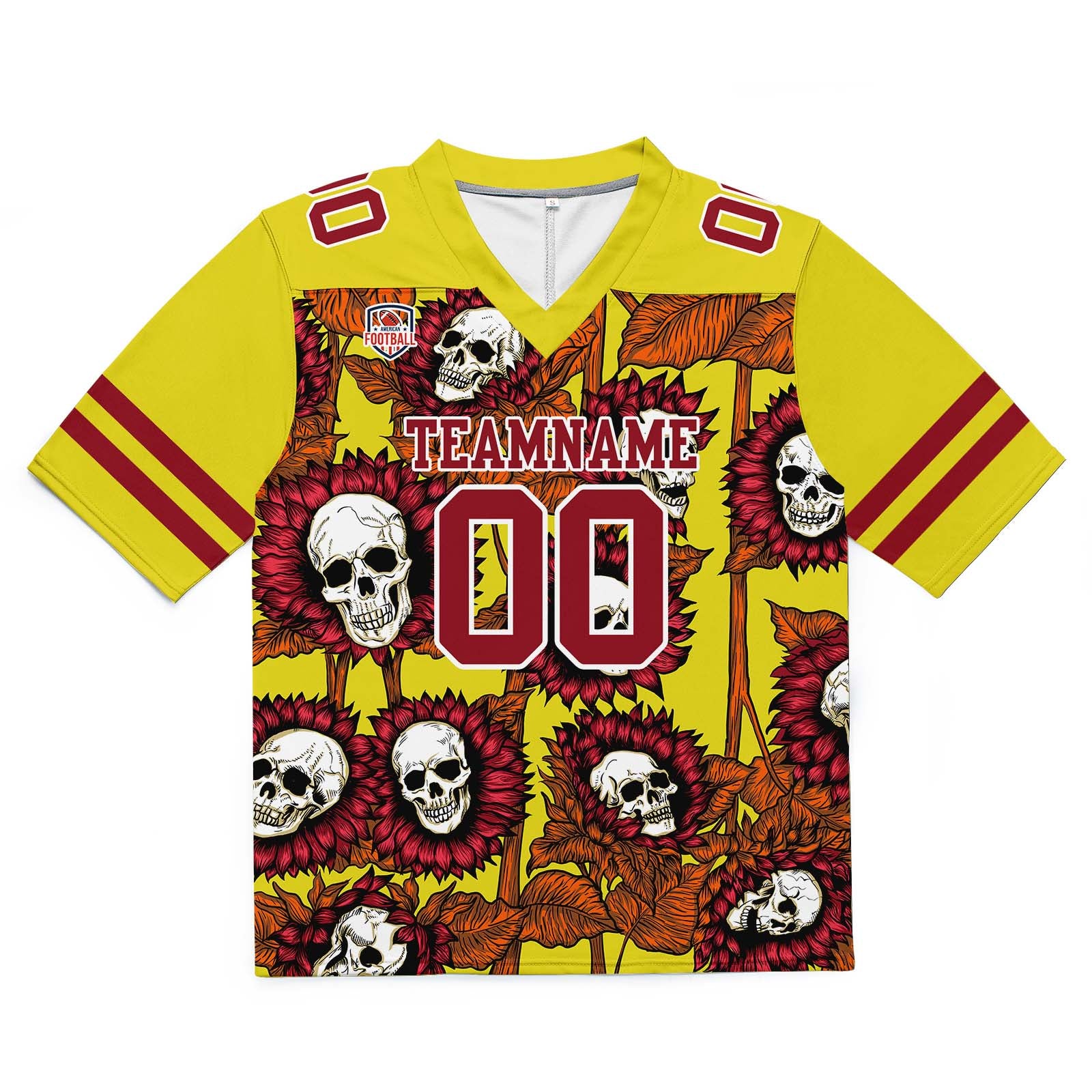 Camiseta de fútbol personalizada con nombre y número del equipo bordados y estampados -Amarillo girasol