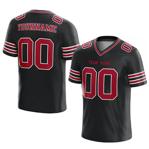 customized authentic football jersey black red-white mesh