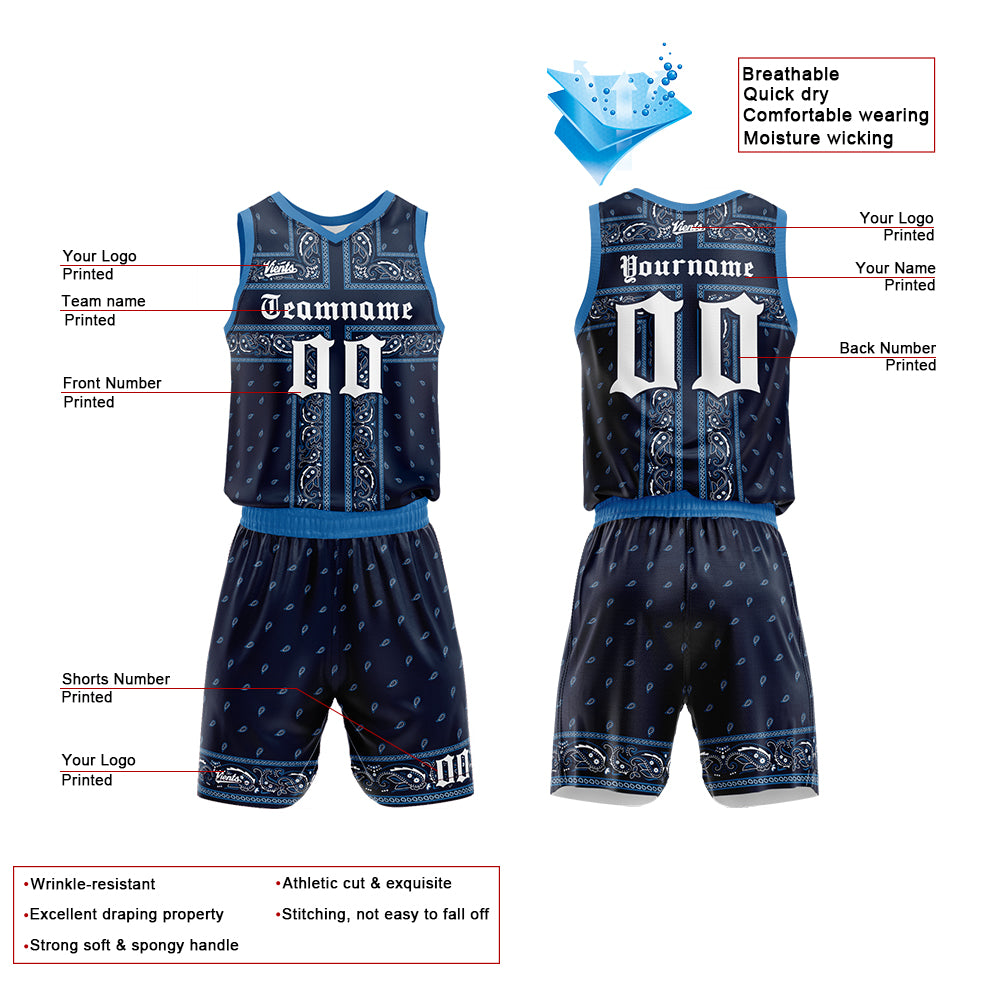 Uniforme de baloncesto azul marino personalizado con tu logotipo-nombre y número impresos