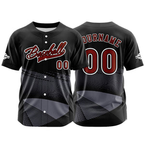 Camiseta de béisbol negra personalizada con botones para hombre mujer adulto y joven Nombre número y logotipo impresos