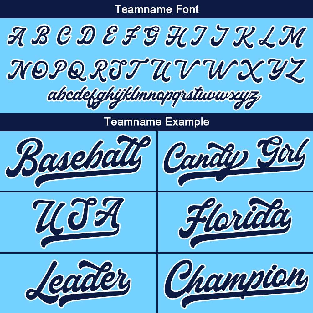 Camiseta de béisbol azul con dise?o personalizado estampado completo