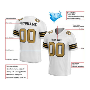 customized authentic football jersey white gold-black  mesh