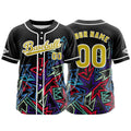Camiseta de béisbol personalizada negra y amarilla con botones para hombre mujer adulto y joven Estampado de nombre número y logotipo