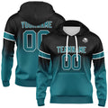 Sudadera con capucha personalizada con degradado para hombre-mujer-niña o niño Estampa tu logotipo-nombre y número en negro y verde
