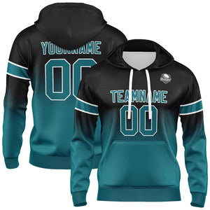Sudadera con capucha personalizada con degradado para hombre-mujer-niña o niño Estampa tu logotipo-nombre y número en negro y verde