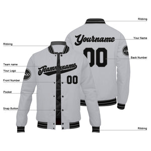 Chaqueta universitaria personalizada estilo Letterman para hombres-mujeres y jóvenes-color gris y negro