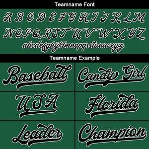 Camiseta de béisbol personalizada con diseño bordado & estilo hip hop & color verde oscuro-negro