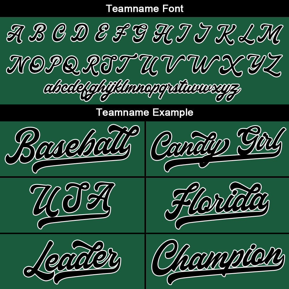 Camiseta de béisbol personalizada con diseño bordado & estilo hip hop & color verde oscuro-negro