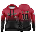 Sudadera con capucha personalizada con degradado para hombre-mujer-niña o niño Estampa tu logotipo-nombre o número en rojo y negro