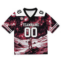 Camiseta de fútbol personalizada con nombre y número del equipo impresos y bordados-color negro y rojo