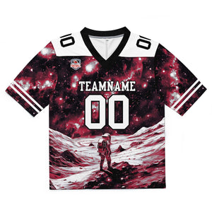 Camiseta de fútbol personalizada con nombre y número del equipo impresos y bordados-color negro y rojo