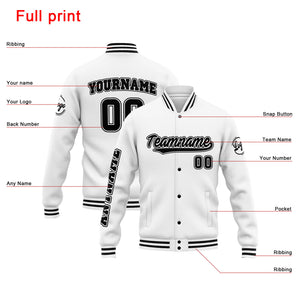 Chaqueta universitaria personalizada estilo Letterman para hombres-mujeres y jóvenes-color blanco y negro