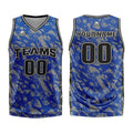 Uniforme de baloncesto personalizado en gris real roto con tu logotipo-nombre y número impresos