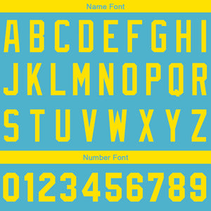 Camiseta de béisbol personalizada con diseño bordado & estilo hip hop & color azul claro y amarillo