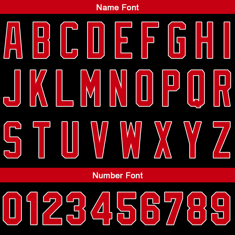 Camiseta de béisbol personalizada con diseño bordado & estilo hip hop & color negro y rojo