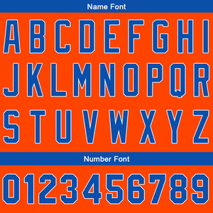 Camiseta de béisbol personalizada con diseño bordado & estilo hip hop & color naranja y azul rey